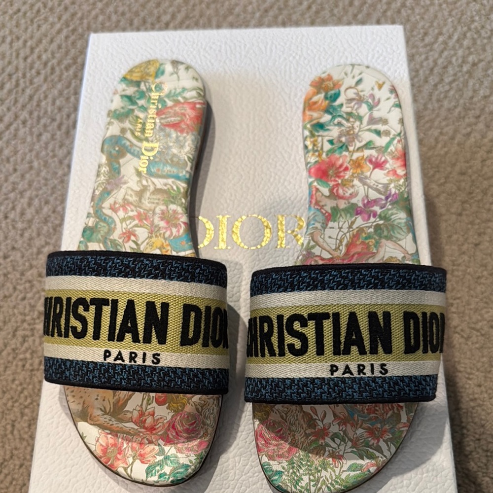 Dior Floral Slide Sandals